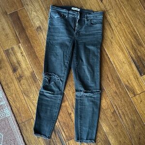 Madewell Black Distressed Skinny Jeans